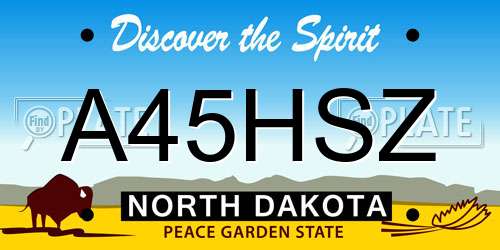 A45HSZ North Dakota License Plate