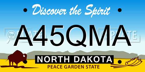 A45QMA North Dakota License Plate