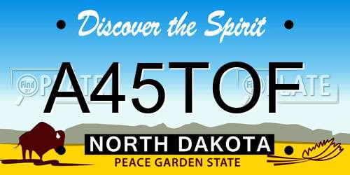 A45TOF North Dakota License Plate