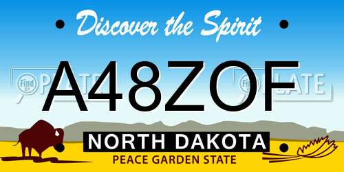 A48ZOF North Dakota License Plate
