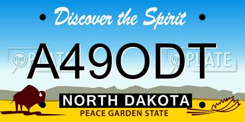 A49ODT North Dakota License Plate