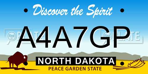 A4A7GP North Dakota License Plate