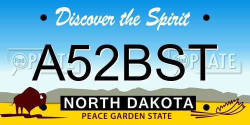 A52BST North Dakota License Plate