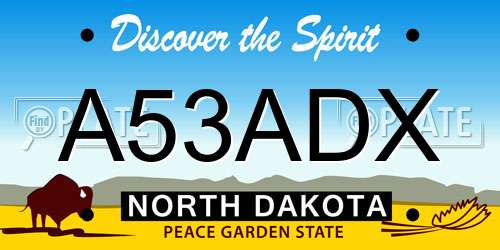 A53ADX North Dakota License Plate