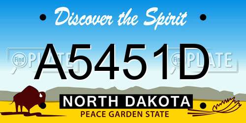 A5451D North Dakota License Plate