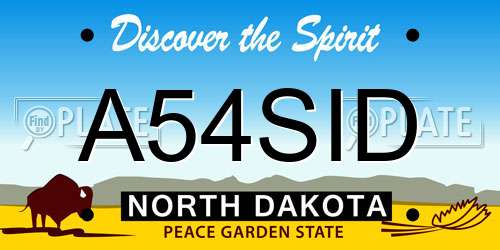 A54SID North Dakota License Plate
