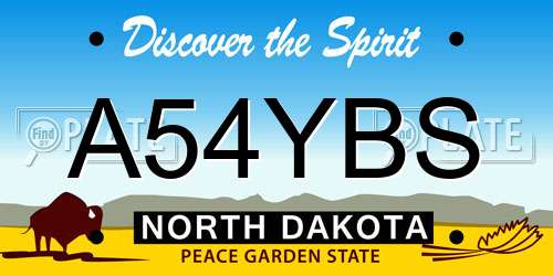 A54YBS North Dakota License Plate