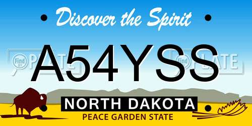 A54YSS North Dakota License Plate