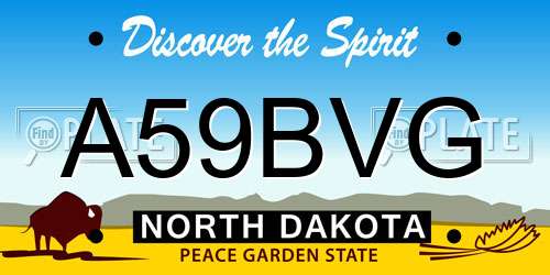 A59BVG North Dakota License Plate