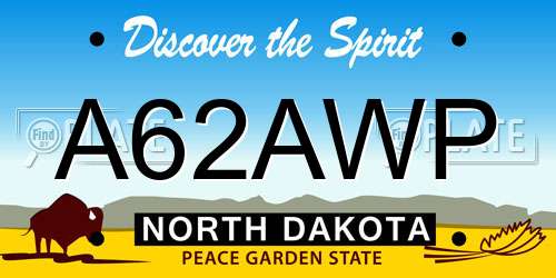 A62AWP North Dakota License Plate