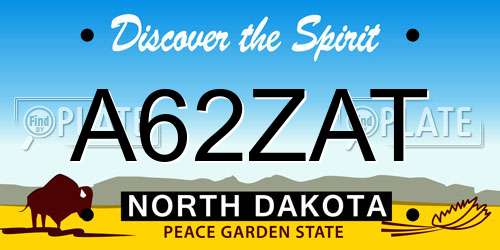A62ZAT North Dakota License Plate