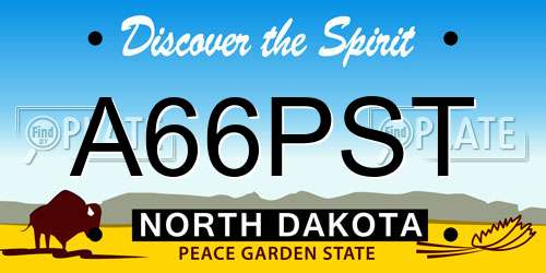 A66PST North Dakota License Plate