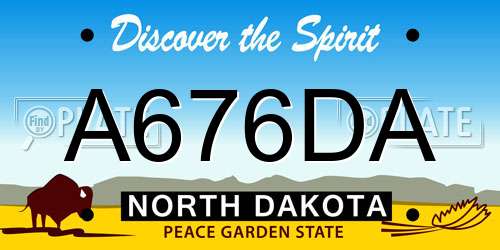 A676DA North Dakota License Plate