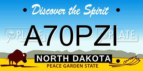 A70PZI North Dakota License Plate