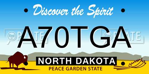 A70TGA North Dakota License Plate