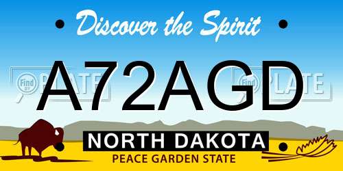 A72AGD North Dakota License Plate