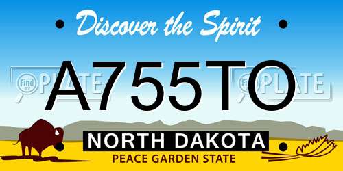 A755TO North Dakota License Plate