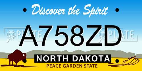 A758ZD North Dakota License Plate
