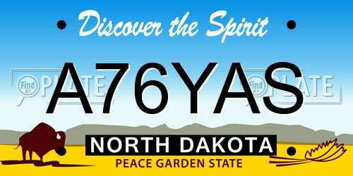 A76YAS North Dakota License Plate