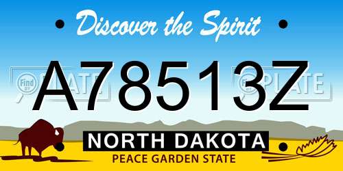 A78513Z North Dakota License Plate
