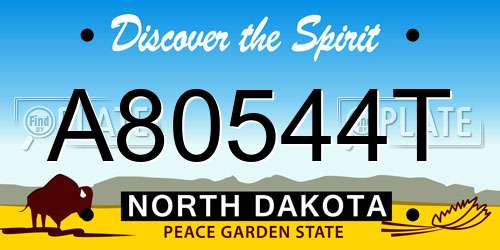 A80544T North Dakota License Plate