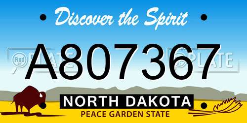 A807367 North Dakota License Plate