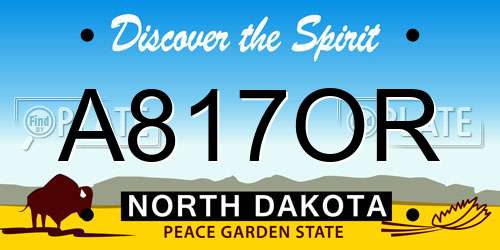 A817OR North Dakota License Plate