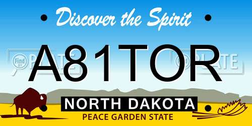 A81TOR North Dakota License Plate
