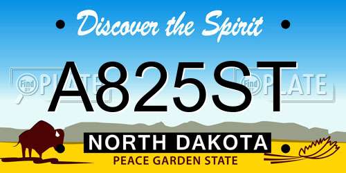 A825ST North Dakota License Plate