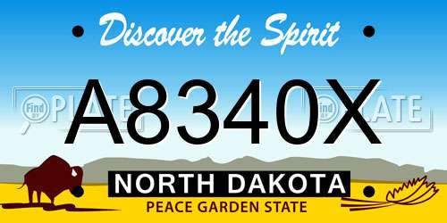 A8340X North Dakota License Plate