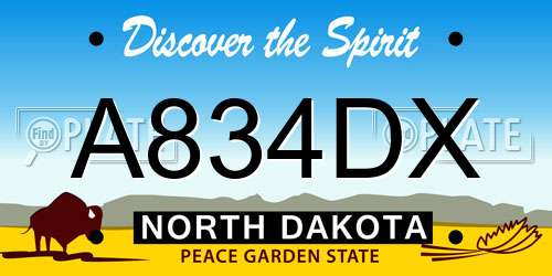 A834DX North Dakota License Plate