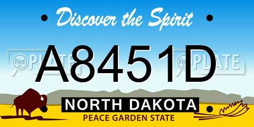 A8451D North Dakota License Plate