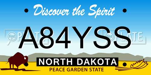 A84YSS North Dakota License Plate