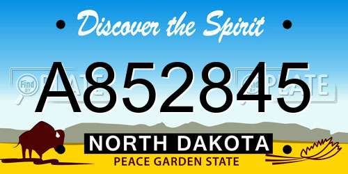 A852845 North Dakota License Plate