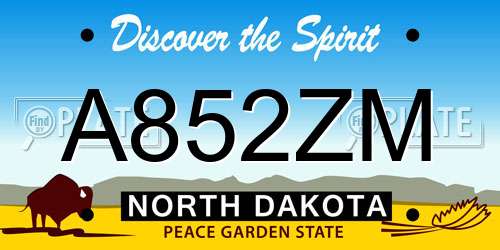 A852ZM North Dakota License Plate