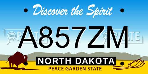 A857ZM North Dakota License Plate