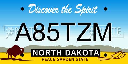 A85TZM North Dakota License Plate
