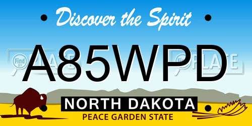 A85WPD North Dakota License Plate