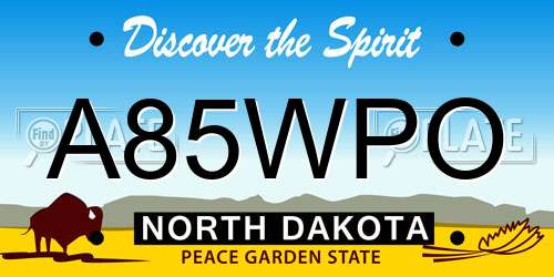 A85WPO North Dakota License Plate