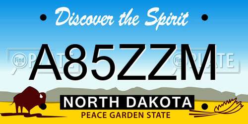 A85ZZM North Dakota License Plate