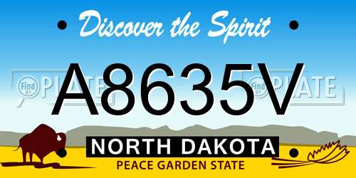 A8635V North Dakota License Plate