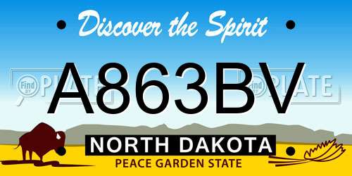 A863BV North Dakota License Plate