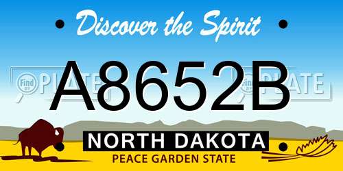 A8652B North Dakota License Plate