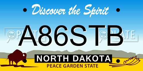 A86STB North Dakota License Plate