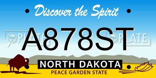 A878ST North Dakota License Plate