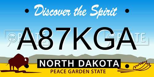 A87KGA North Dakota License Plate