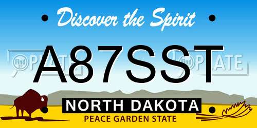 A87SST North Dakota License Plate
