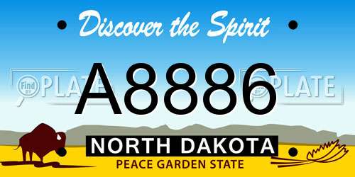 A8886 North Dakota License Plate