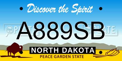 A889SB North Dakota License Plate