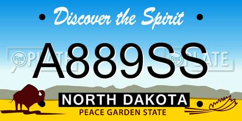 A889SS North Dakota License Plate